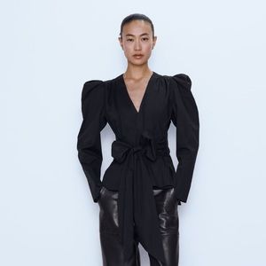 New ZARA Poplie Tied Blouse